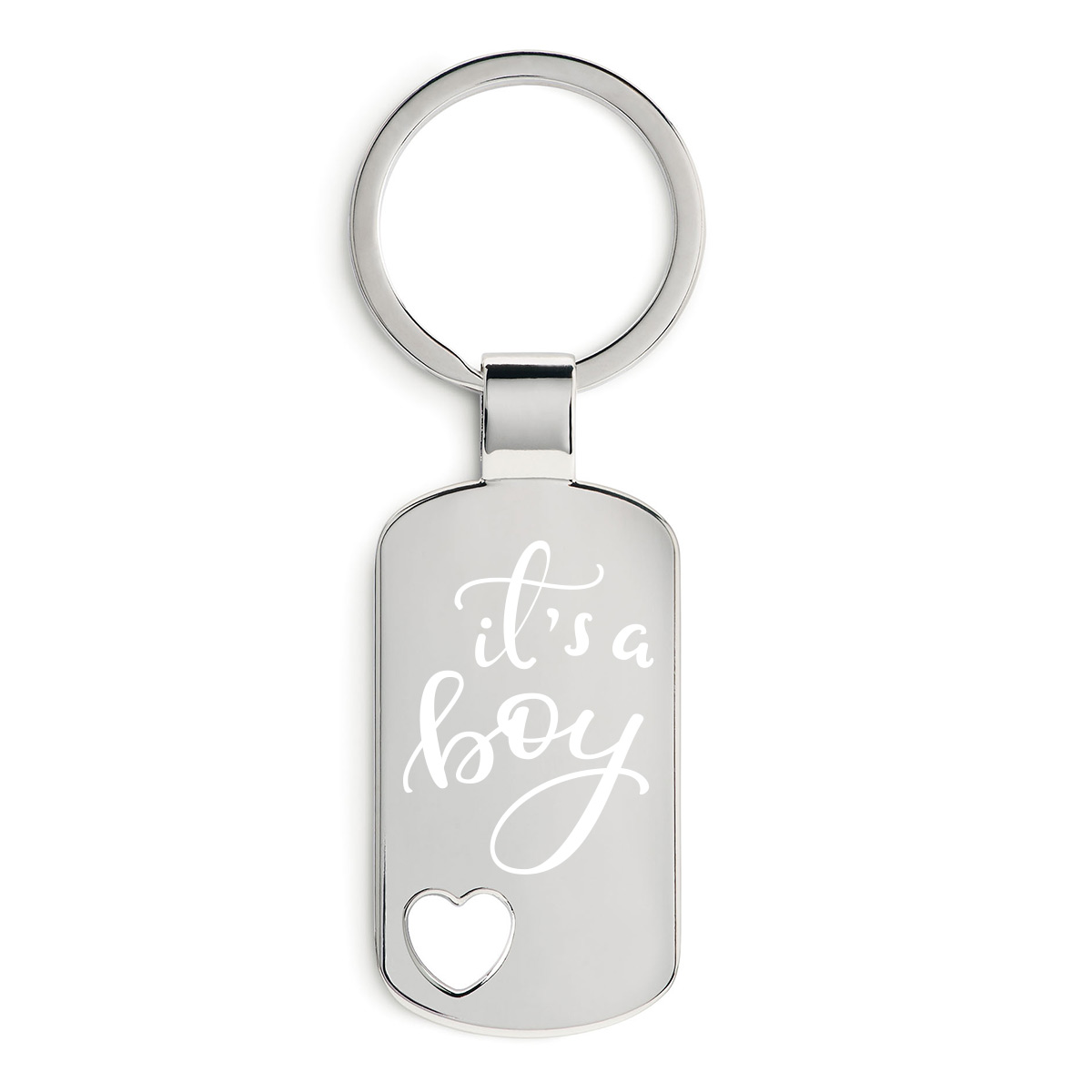 BabyGeburt-itsaboy-DogTag-Chrome-Herz Schlüsselanhänger DogTag Herz zur Geburt its a boy