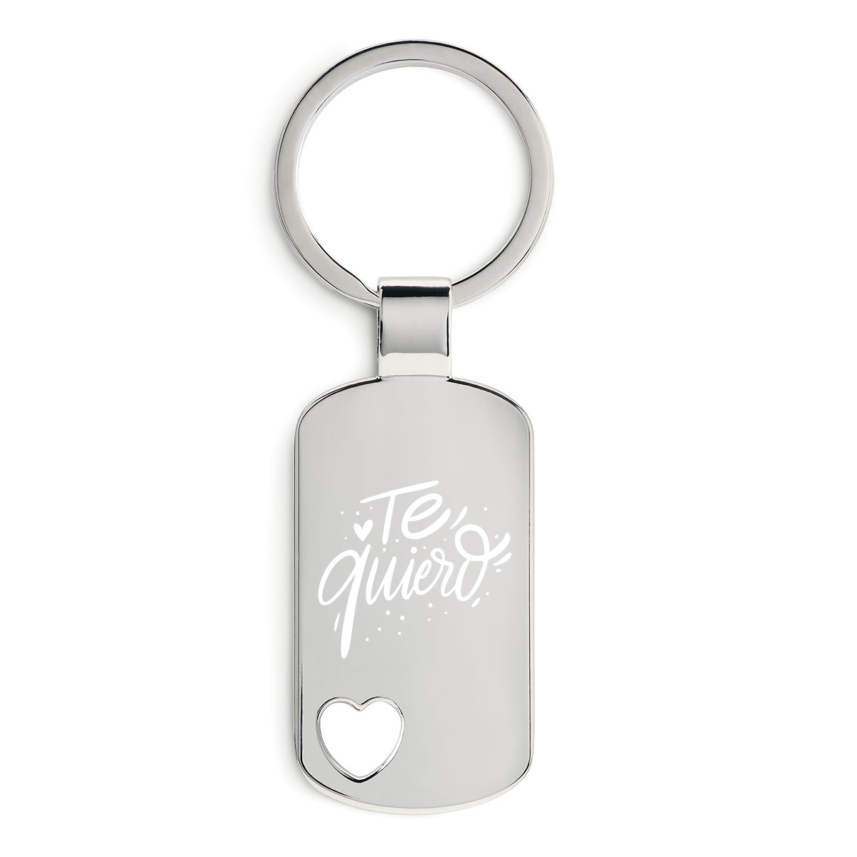 DogTag-Chrome-Herz-TeQuiero Schlüsselanhänger Te Quiero